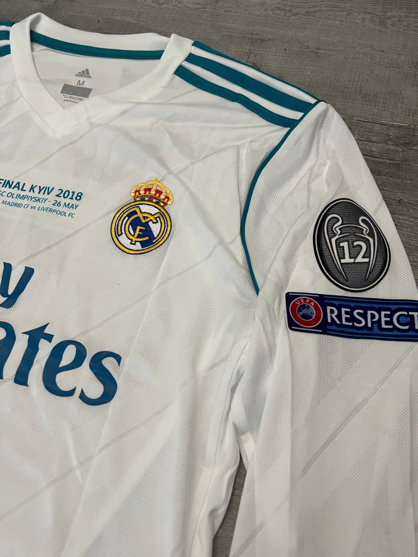 Real Madrid 2017-18 Final Home Ronaldo #7 UCL Player Version Long Sleeve Jersey