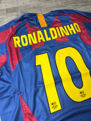 Fc Barcelona 2005-06 Jersey #10 Home Long Sleeve Football Shirt Ronaldinho